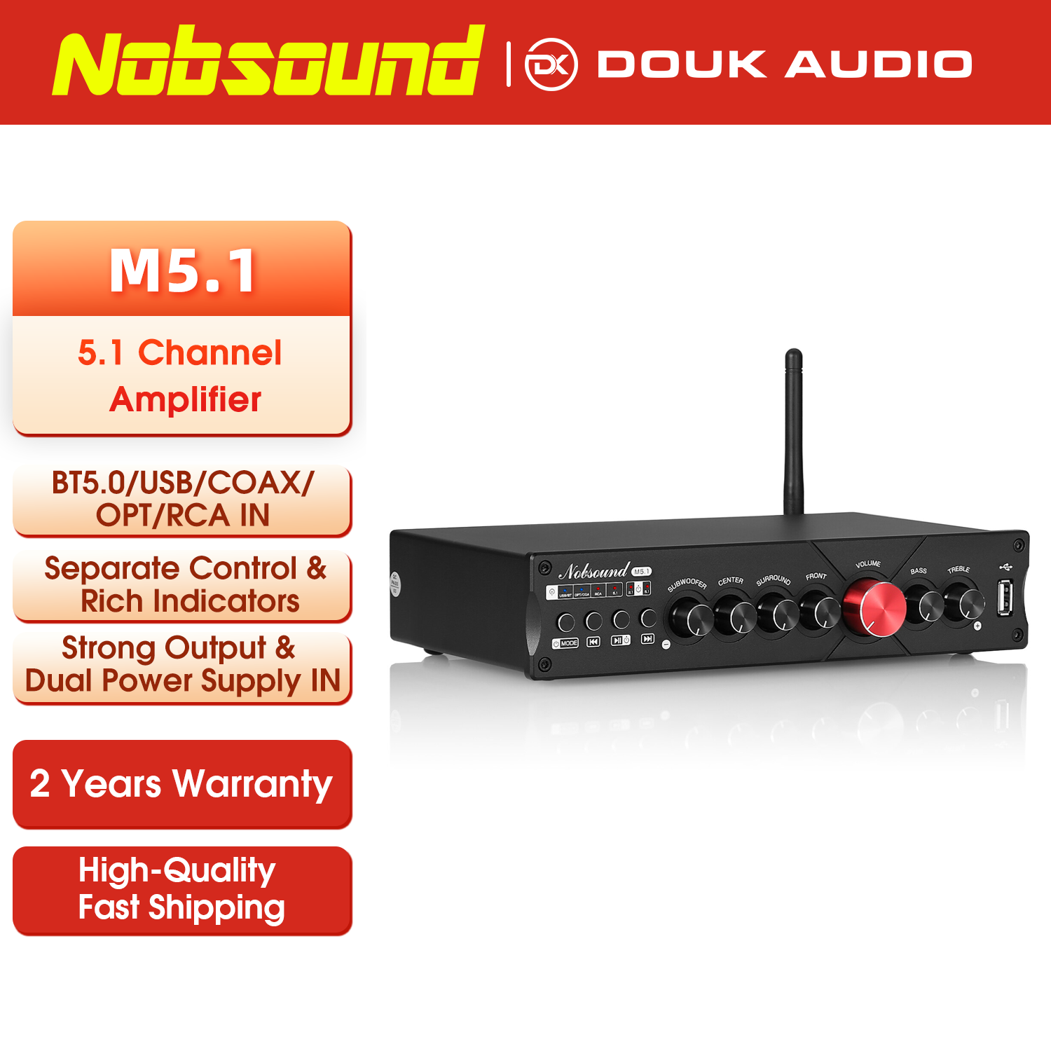 Home Cinema Onkyo 5.1 - Nobsound M5.1 Digitale Bluetooth Ontvanger 5.1
