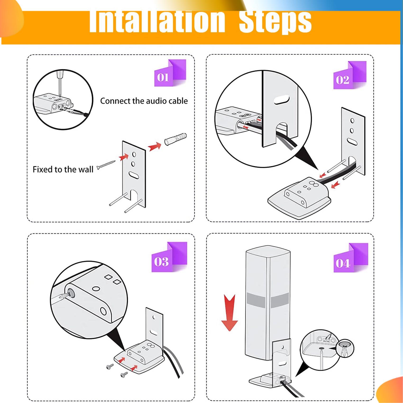 Wall Mount Speaker - B48A 4X Stalen Zwarte Muurbeugels Vervanging