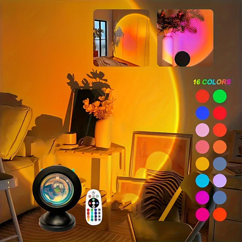 Home Cinema Led Projector - 1pc levendige zonsondergangprojectielicht - 16-kleuren spectrum,