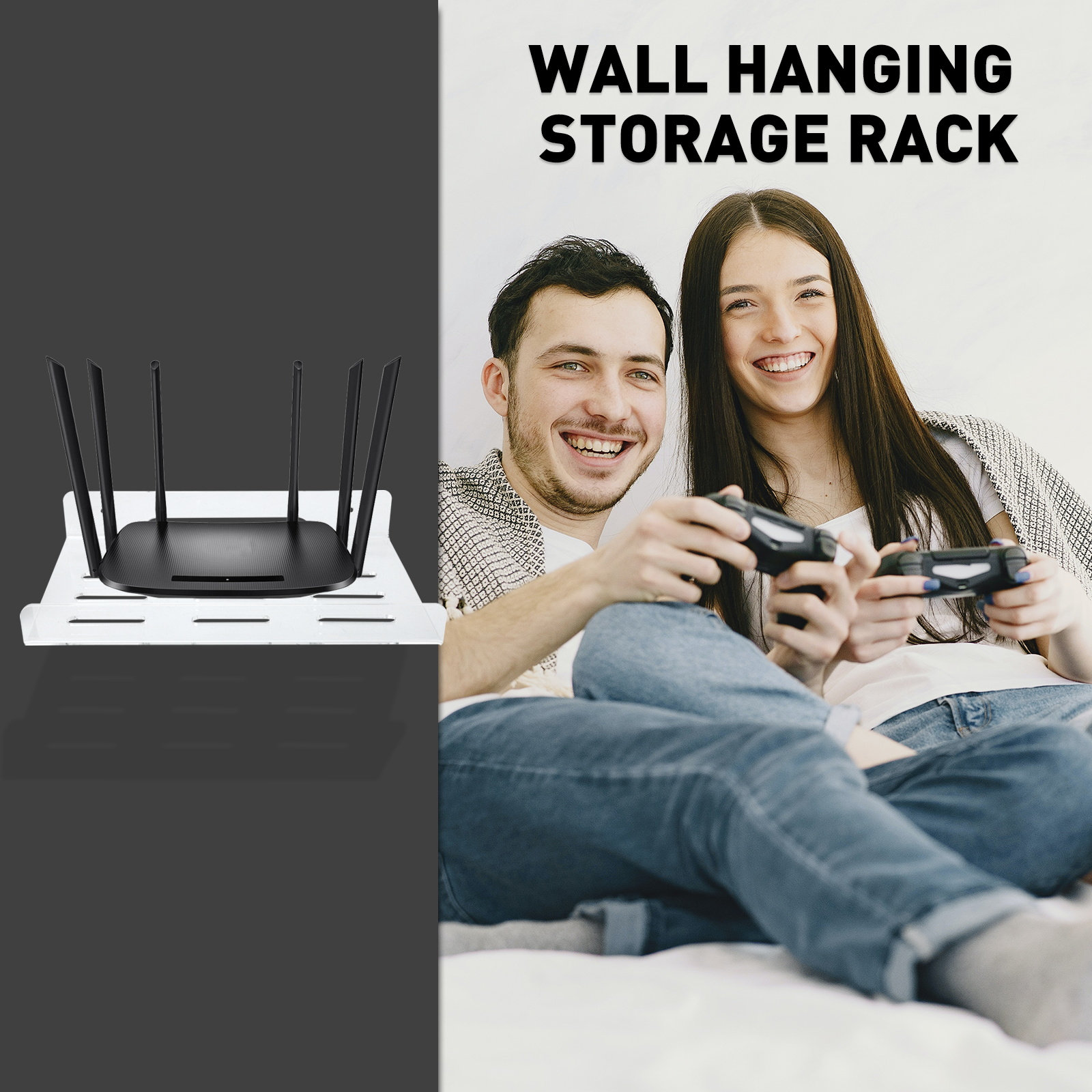 Wall Mount Speaker - 1Set Router Opbergrek Wandmontage Organizer Acryl
